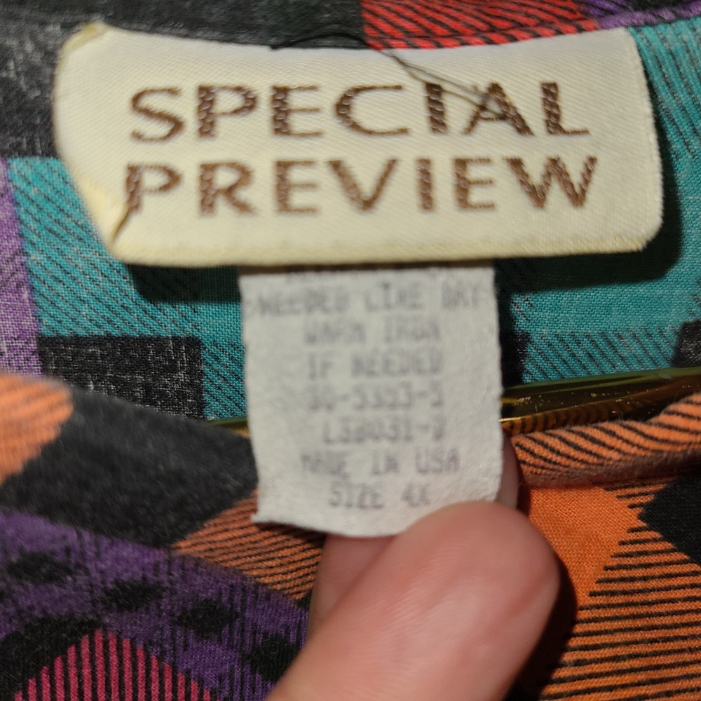80s Special Preview Patchwork Button Up Shirt Women's Sz 4X Mixed color plaid - Picture 8 of 8